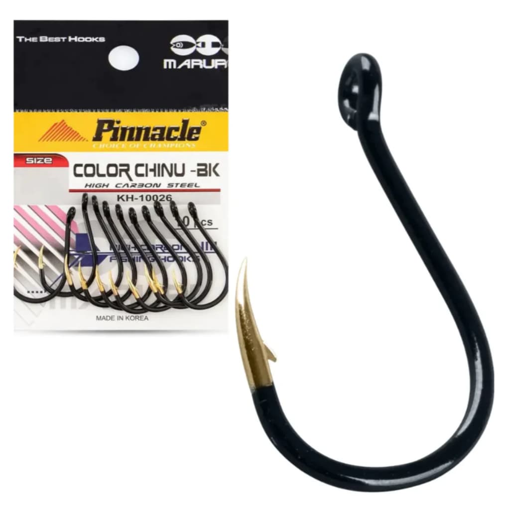 Anzol De Pesca Pinnacle Chinu Preto Com Dourado 10 Peças N 12