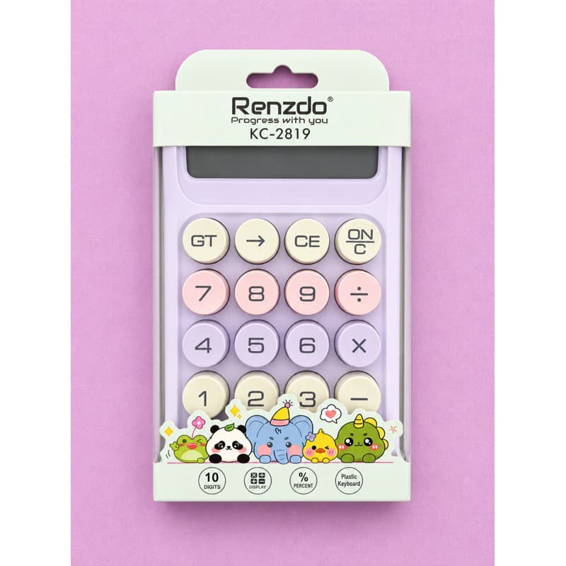 Calculadora de Mesa Kawaii Renzdo KC-2819 | Teclas Grandes | Tons Pastéis | Papelaria Fofa