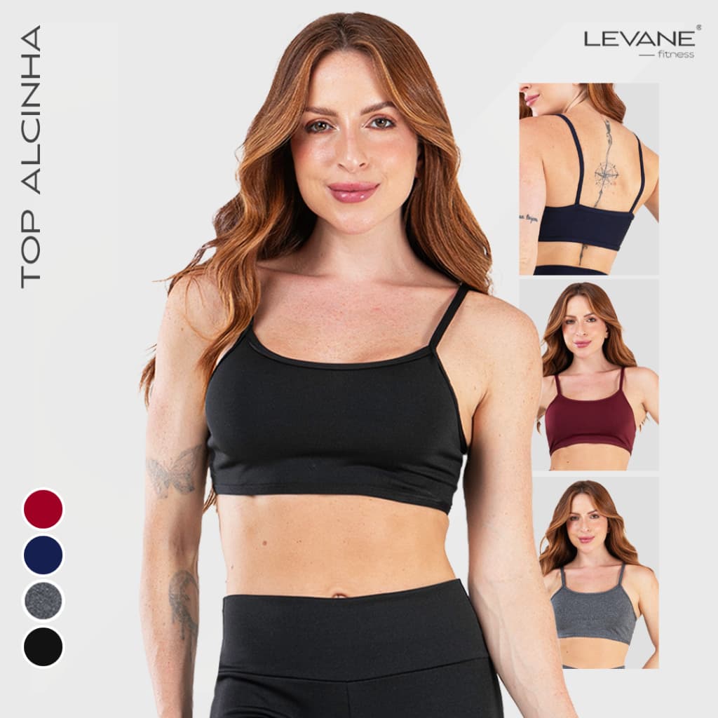 Kit 4 Top Alcinha Fitness Sem Bojo Feminino Academia