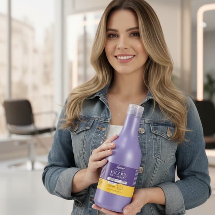💎 Escova de Cristal Blond Heitor – Cabelos Lisos, Brilhantes e com Efeito Espelhado!