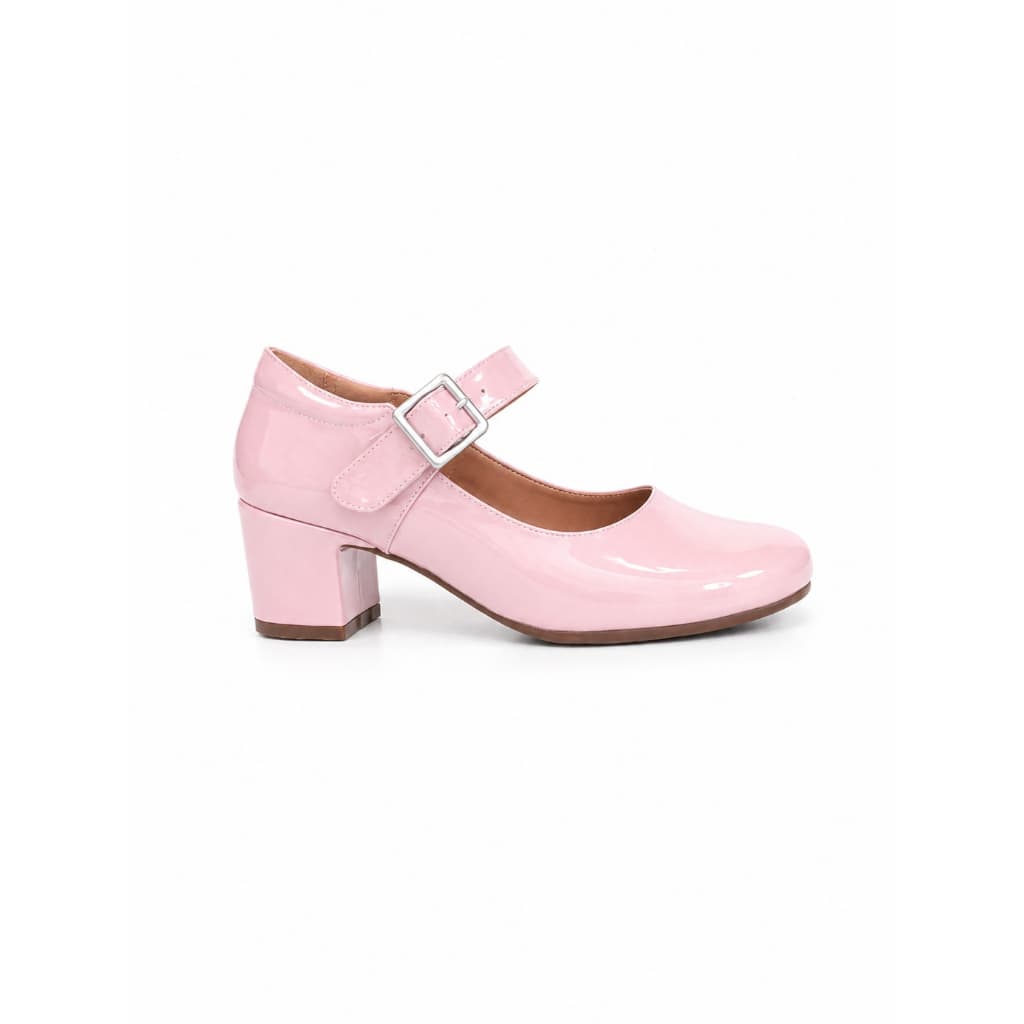Sapato Boneca Feminino Verniz Salto Grosso Médio com Fivela Confortável Elegante