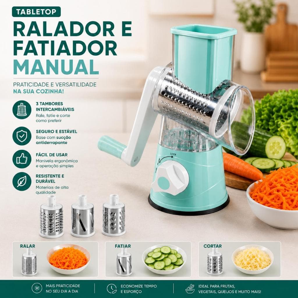 Tabletop Cortador Fatiador 3 Laminas Ralador Verdura Legumes Oferta promoção
