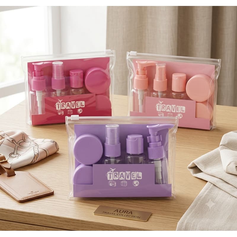 Kit Frascos de Viagem 6 Peças Portátil Porta Shampoo e Cremes Necessaire