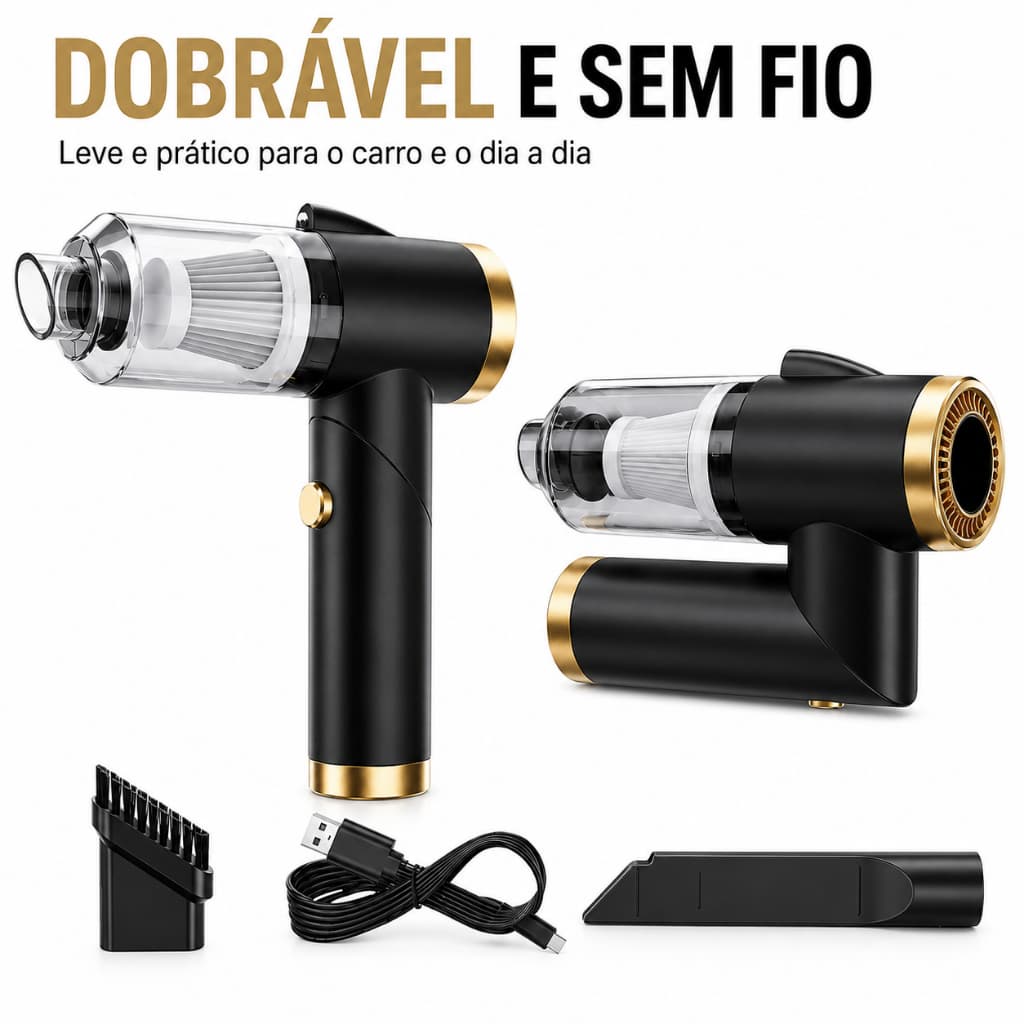 Mini Aspirador de Pó Portátil Sem Fio 3 em 1 Recarregável 6000Pa USB para Carro Casa Teclado Sofá