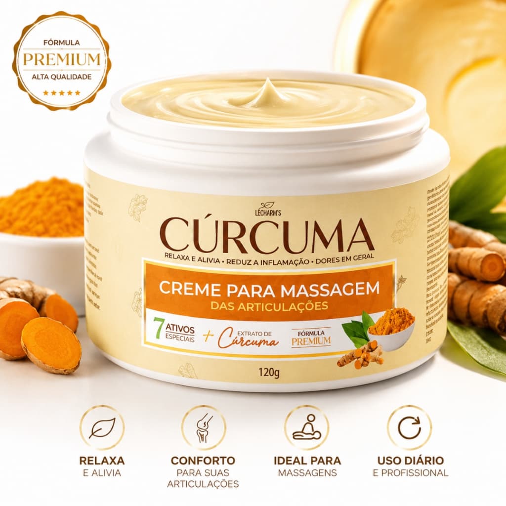 Creme de Cúrcuma Para Massagem Corporal 120g Relaxante