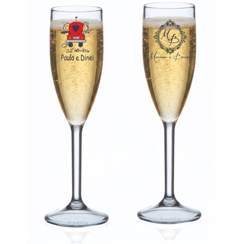 100 Taças de champanhe acrilicas personalizadas 200 ml