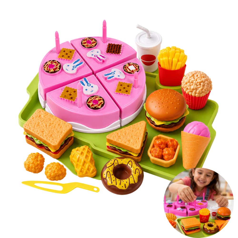 Kit Comidinhas Cozinha Menina Menino Infantil Sorvetinho Brinquedos Presente Bolo Velcro Presente