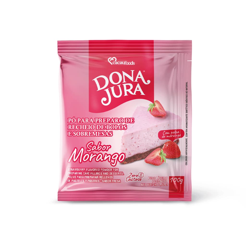 Pó Para Sobremesa Sabor Morango Bag 100g Dona Jura
