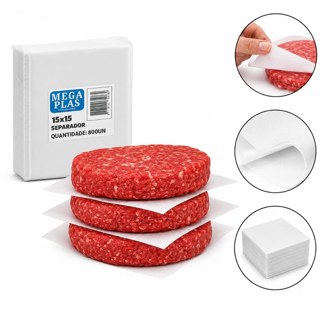 Separador de Hamburguer 15x15cm Lanches 800 Unidades