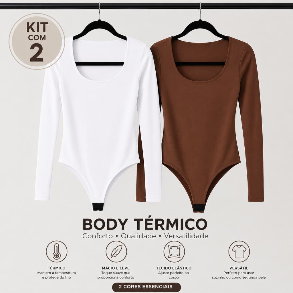 kit 2 Body Manga Longa decote térmico PROMOÇAO