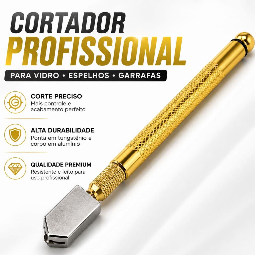 Cortador De Vidro Espelho Profissional Ferramenta Cortar Vidro Espelho Com Reservatorio/Bisnaga