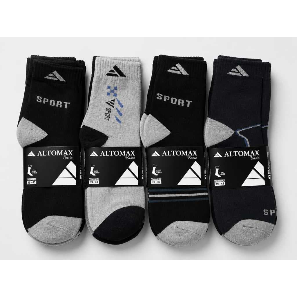 Kit de 12 pares mias cano alto ALTO MAX  tamanho 39 ao 45