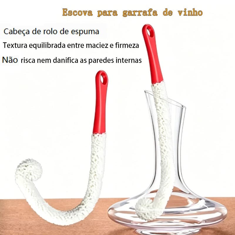 Limpeza sem riscos, cabeça de espuma macia, não risca taças, copos e recipientes de vidro delicados