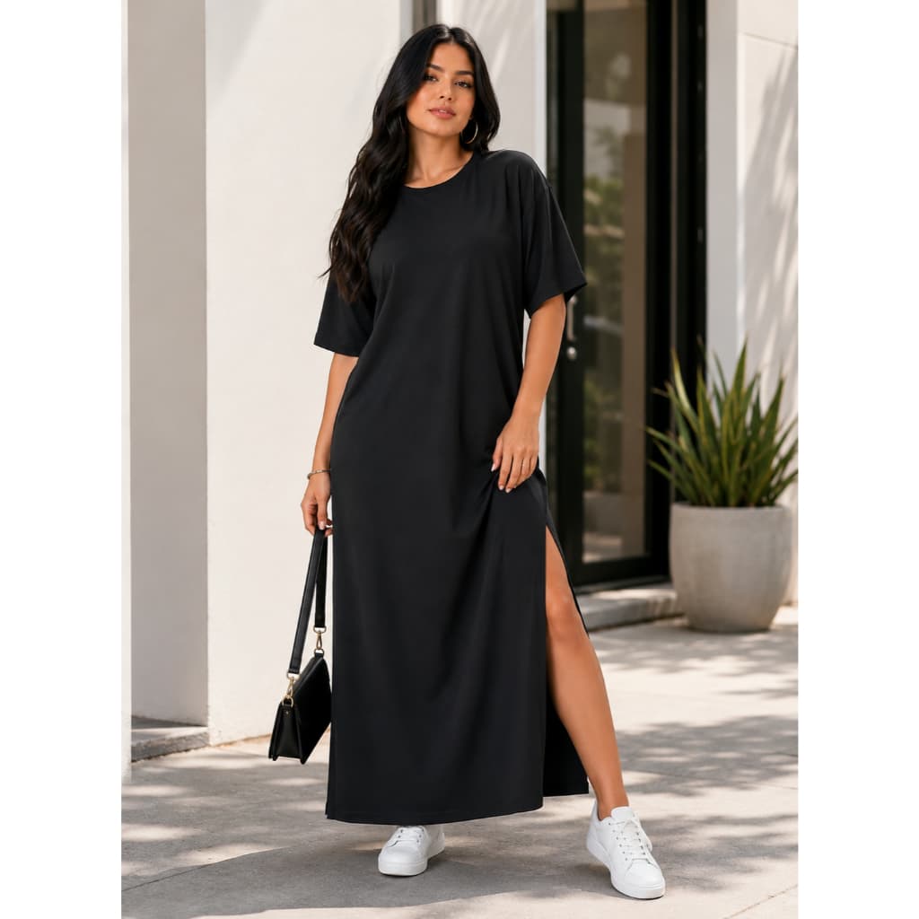 Vestido Camisão Longo Casual Estiloso Confortável