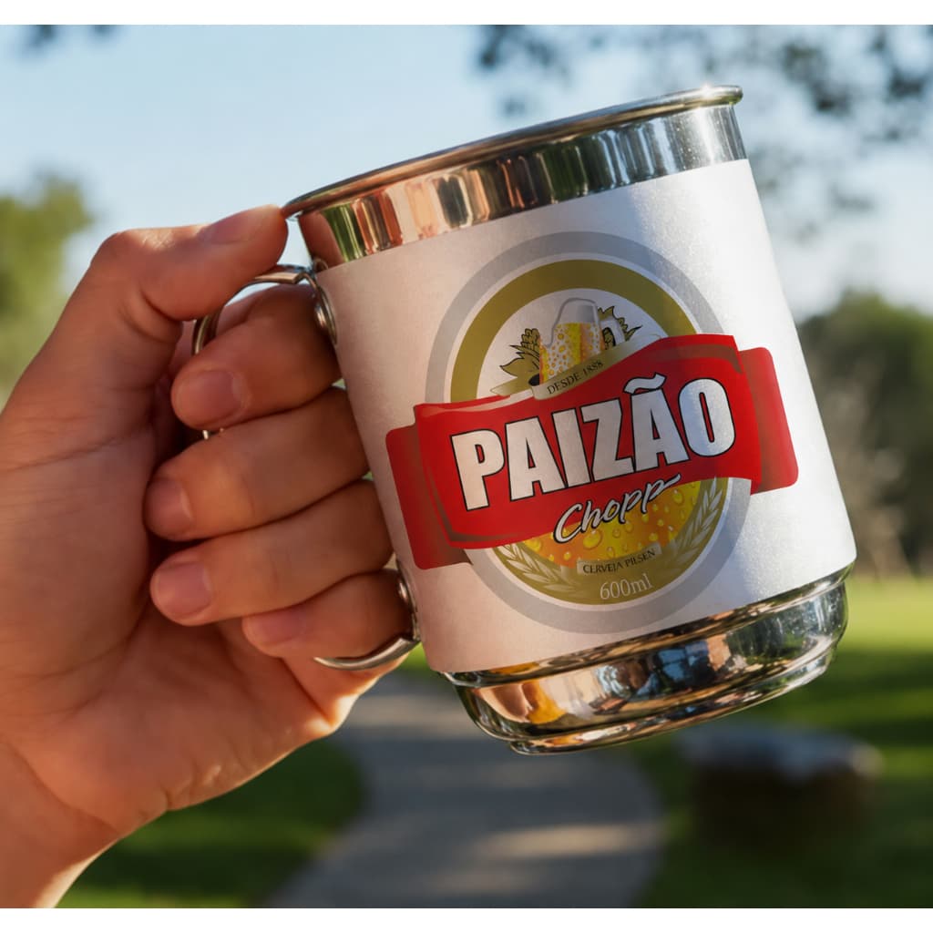 Copo de Alumínio 500ml Personalizado – Tema "PAIZÃO Chopp" | Presente para Dia dos Pais