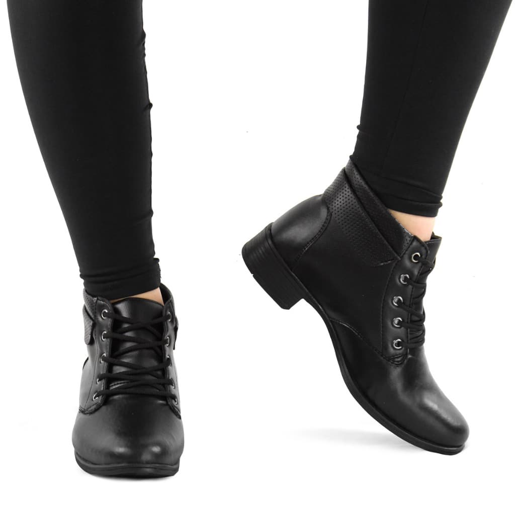 Bota Casual Feminina, com Cadarço, Marrom, Capuccino, Carmuça, Couro, Cano Curto, Sola de Borracha, confortável
