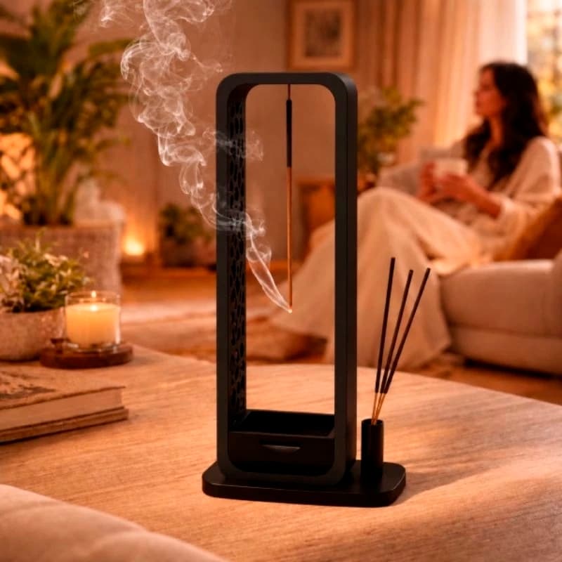 Porta Incenso Vertical Anti Cinzas Suporte Decorativo Moderno Elegante  Aromaterapia Zen feng shui