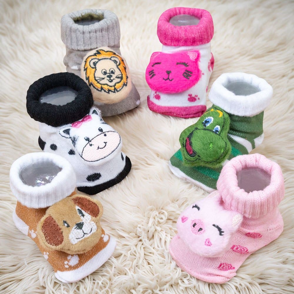 Coleção 6 pares Pantufa de Bichinho para Bebês de até 12 meses