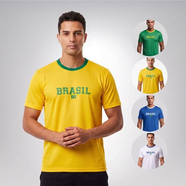 Camisa Masculina Brasil Esportiva Dry Fit Confortavel
