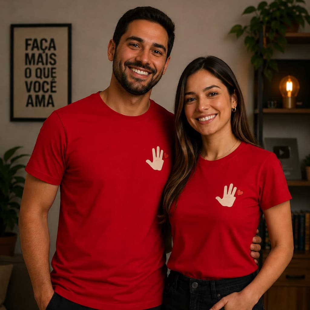 Kit Camisas de Casal Lula meme Mãozinha Zuera - 2 Camisetas Casais + 2 Chaveiros