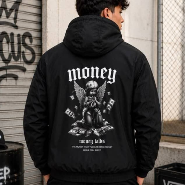 Jaqueta Corta Vento Masculina Money Streetwear Rapper Impermeável Respect Blessed Angel Envio Imediato Lancamento