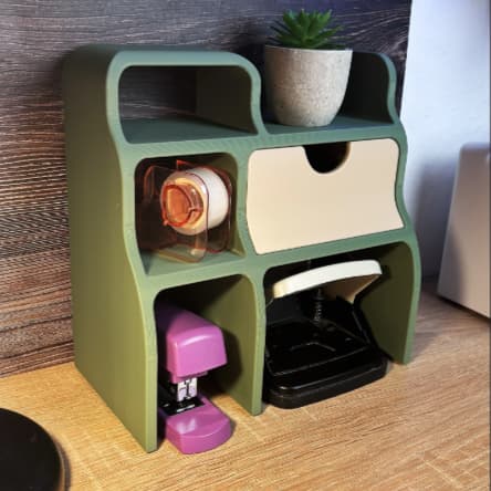 Organizador de Mesa Multiuso com Gaveta | Porta Objetos para Escritório, Maquiagem, Papelaria e Decoração | Impressão 3D