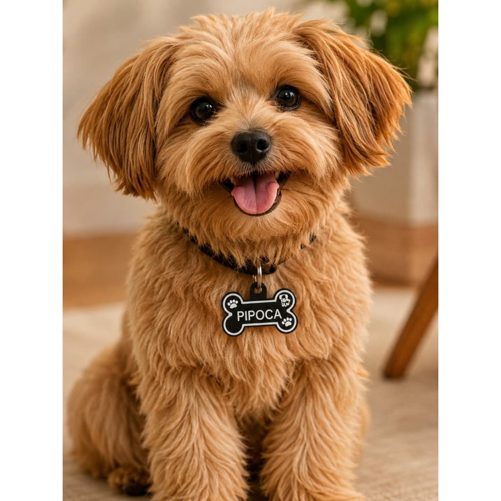 Plaquinha de Identificação Pet Personalizada com Nome e Telefone | Tag para Cachorro e Gato | Tamanhos P e G