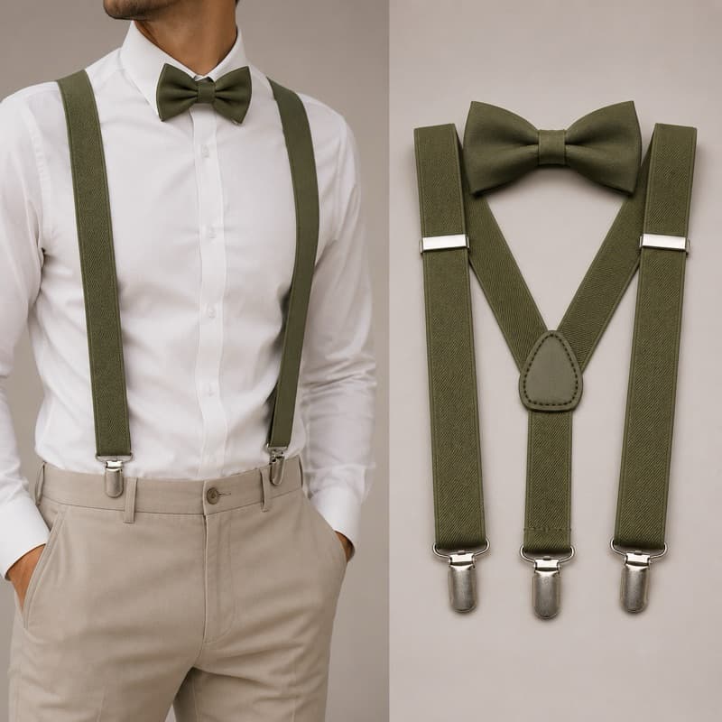Suspensório Masculino + Gravata Borboleta Ajustável | Kit Social Promoção