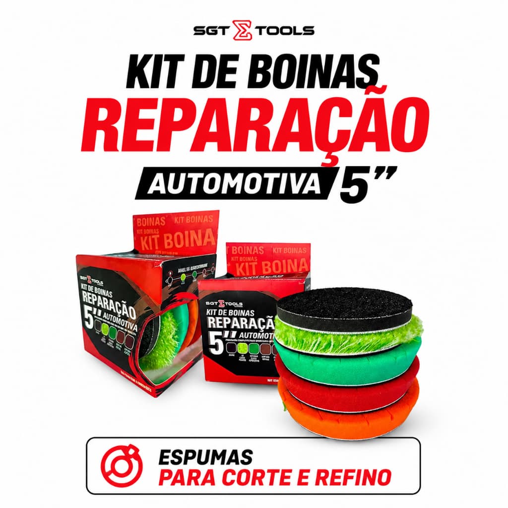 Kit 5 Boinas 5" Sigma Tools para Polimento e Reparação Automotiva