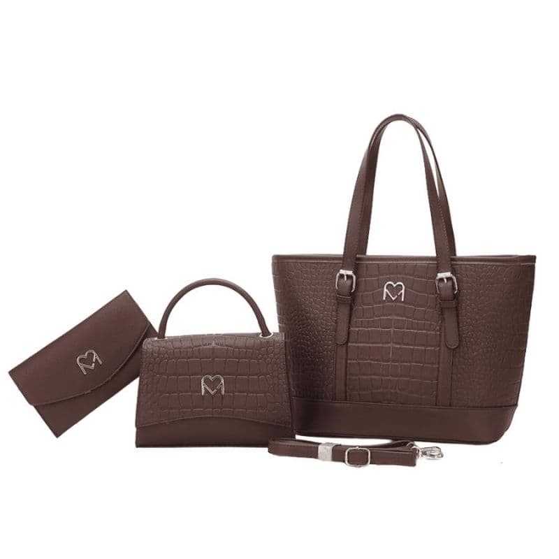 Super Promoção Kit Bolsas Molice Cor Café 1 Bolsa Grande 1 Mini Bag e 1 Carteira