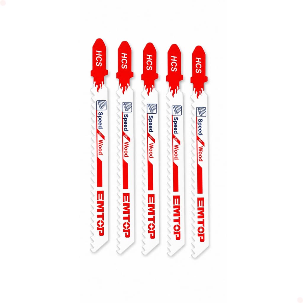 Jogo de 5 Lâminas Para Serra Tico Tico 100 mm 8 TPI Para Madeira Emtop