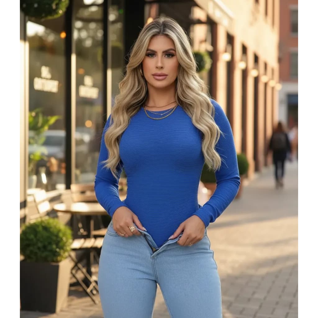 Body Colado Tecido Grossinho de Anarruga Moda Inverno Elegante