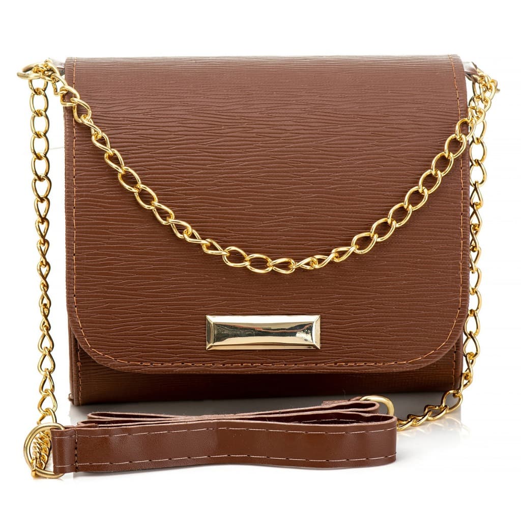 BOLSA FEMININA pequena com alça em couro e corrente dourada ombro ou transversal