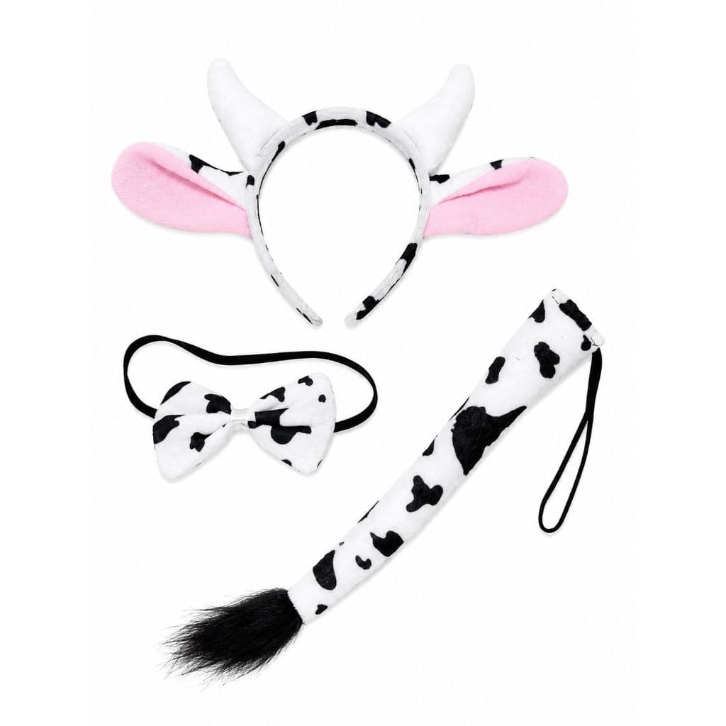Kit Vaquinha 3 Peças Rabinho + Gravata + Tiara Adulto Infantil