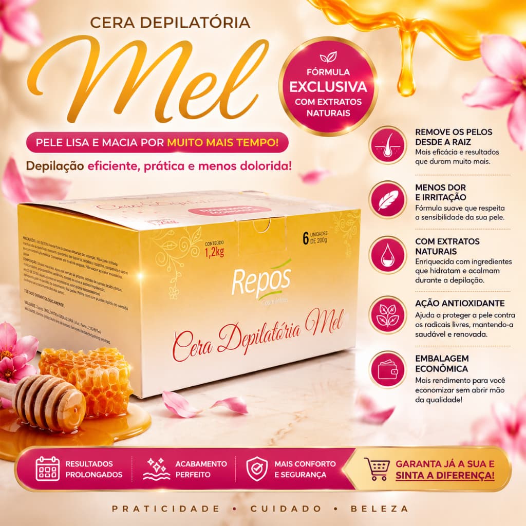 CERA DEPILATÓRIA MEL REPOS 1,2KG