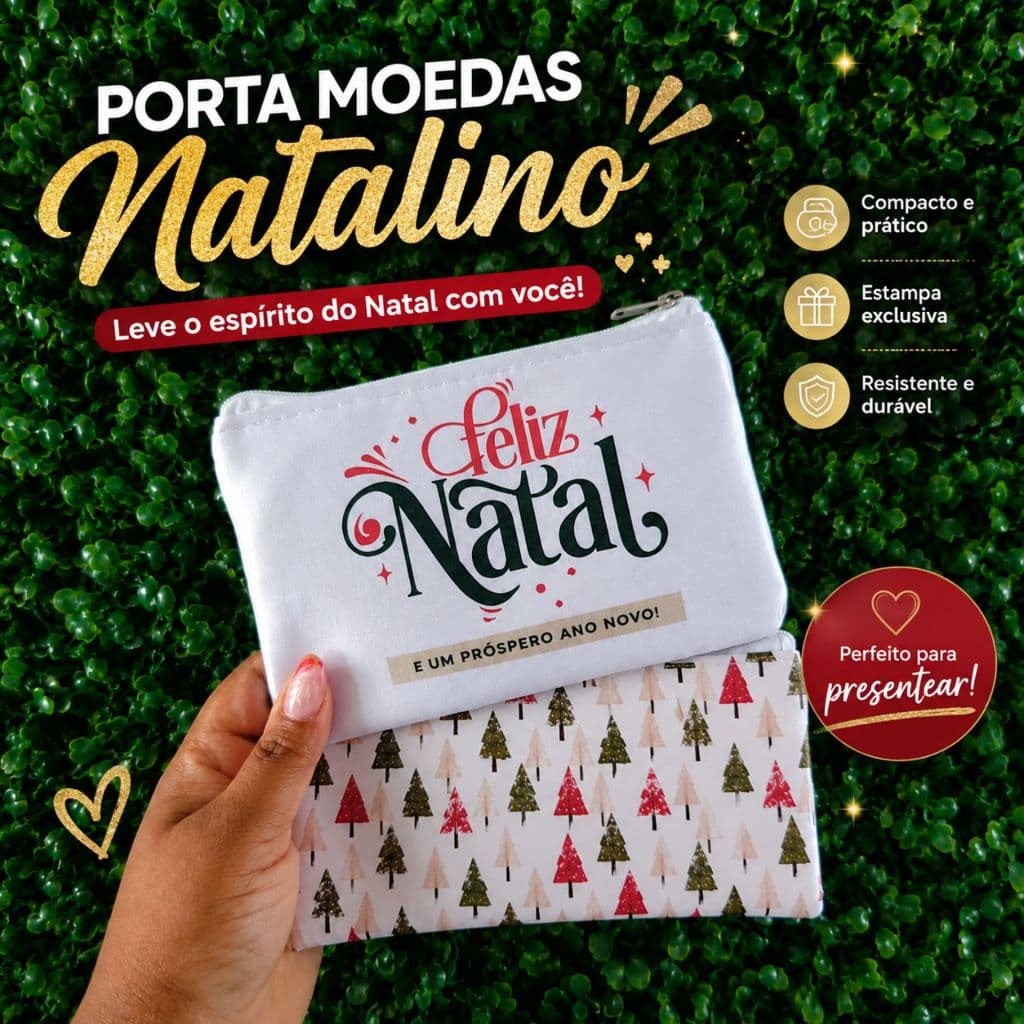 Porta Moedas Natalino Personalizado Lembrancinha de Natal Um Mimo Presente Perfeito para Fim de Ano