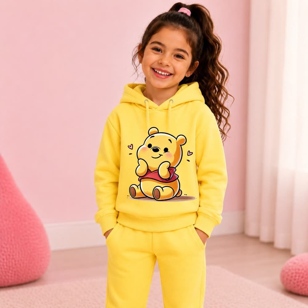 Moletom Infantil Ursinho Pooh Confortável Com Capuz Frio Algodão Premium Alta Qualidade Lançamento