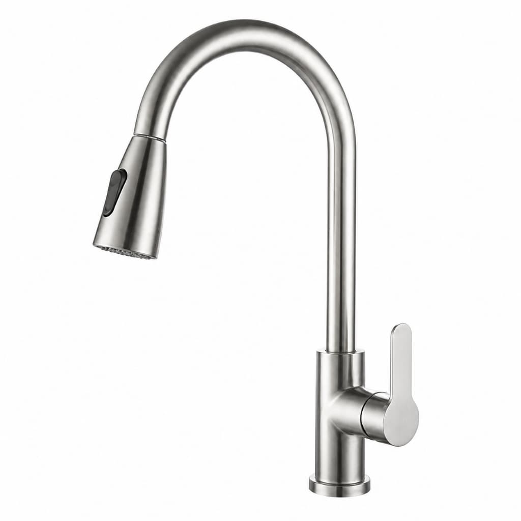 Torneira Cozinha Gourmet Aço Inox Monocomando Bica Giratória 360° Chuveirinho Flexível