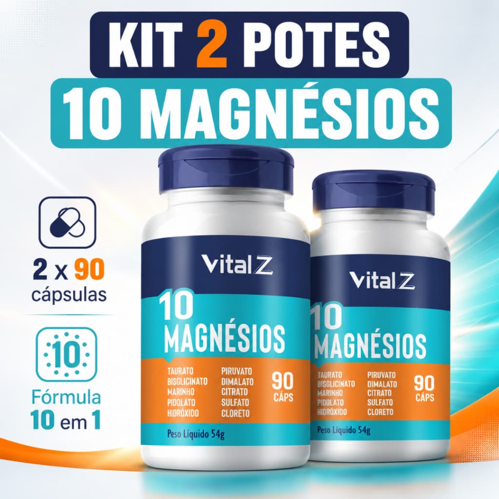 Kit 2x 3x 5x 10 Magnésios | 10 em 1 | Alta Absorção | Vital Z | Envio Imediato
