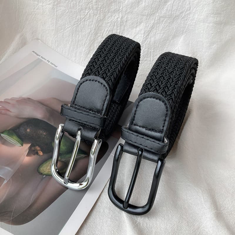 Cinto Elástico Moda Unissex Feminino Masculino Fivela de Metal Elástico e Lona Tático Casual Versátil 120cm Belts