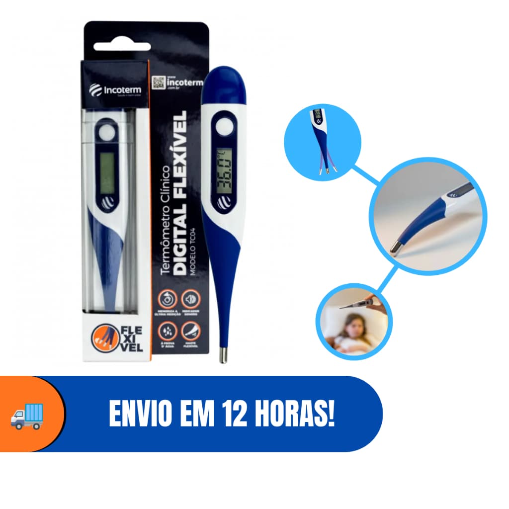 Termômetro Flexível Digital FlexTerm Adulto e Infantil Incoterm