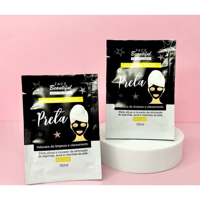 Kit 10 Máscaras Facial Preta Face beautiful Sachê 10ml