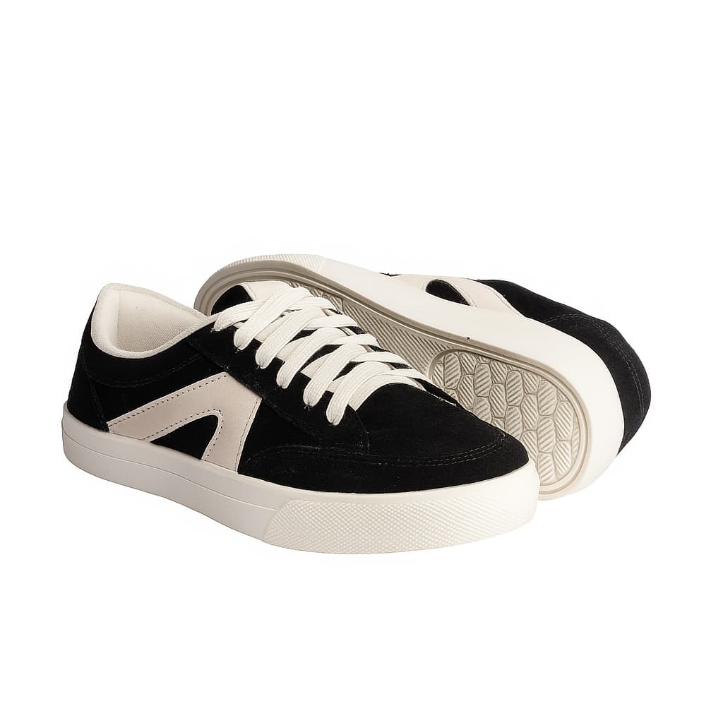 Tênis Amaia Vert Feminino Casual Preto Off White Plataforma Macio Conforto Urbano Dia A Dia