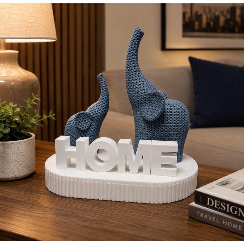 Enfeite Decorativo HOME com Elefantes – Impressão 3D Premium