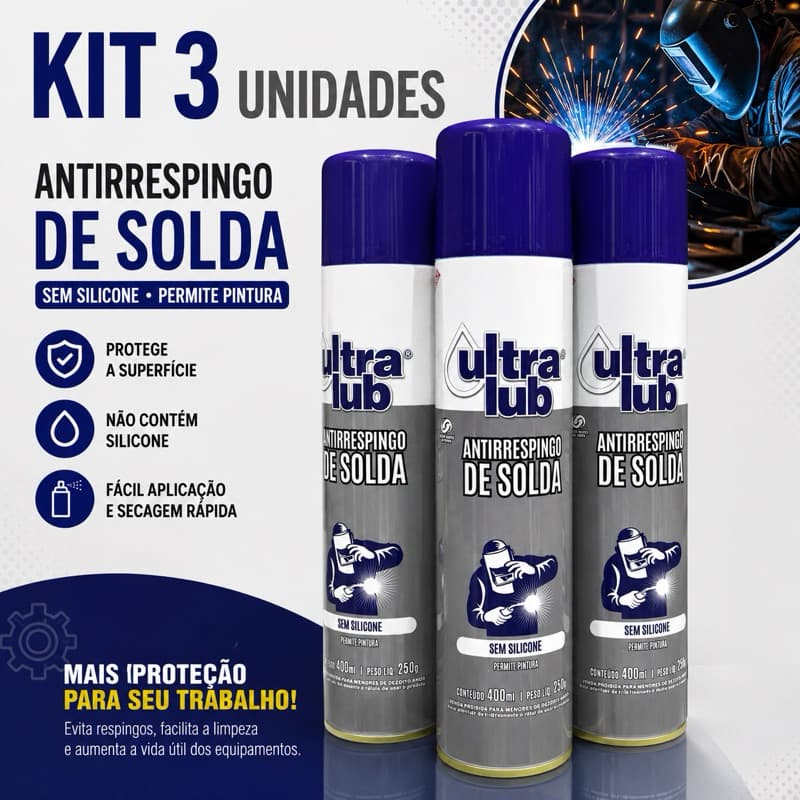 Kit 3 Antirrespingo Spray De Solda Sem Silicone Incolor Chapas Protege Superfície Permite Pintura