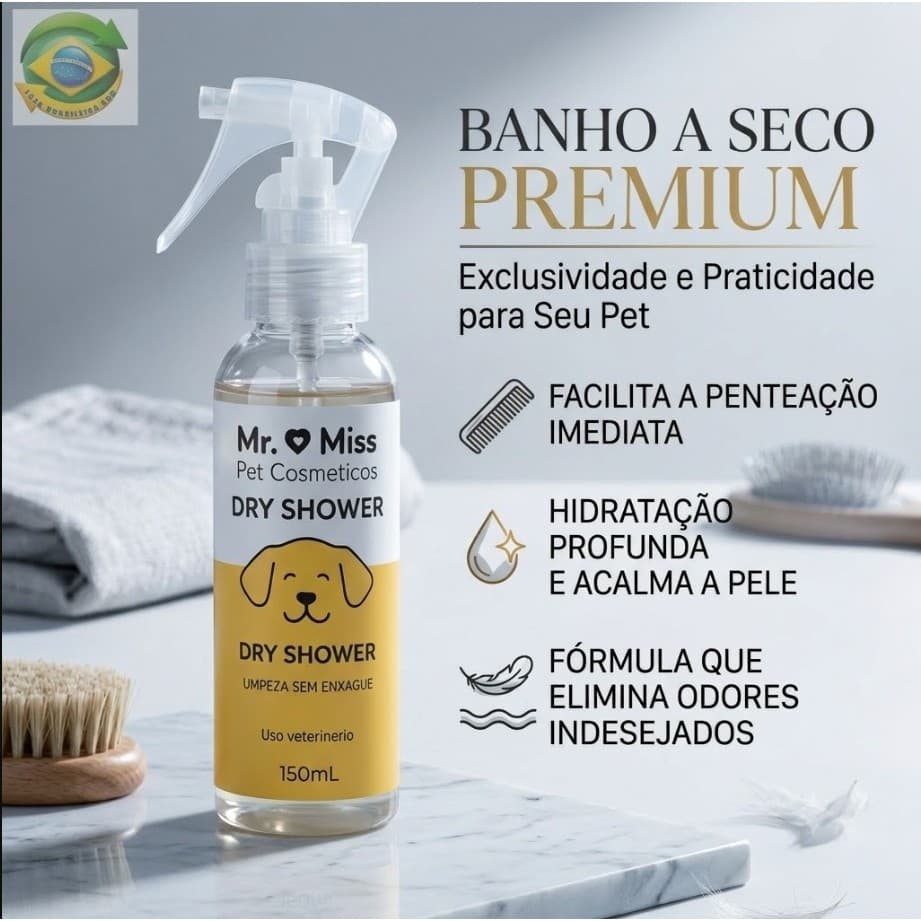 Banho a Seco para Cães e Gatos, Spray sem Enxágue
