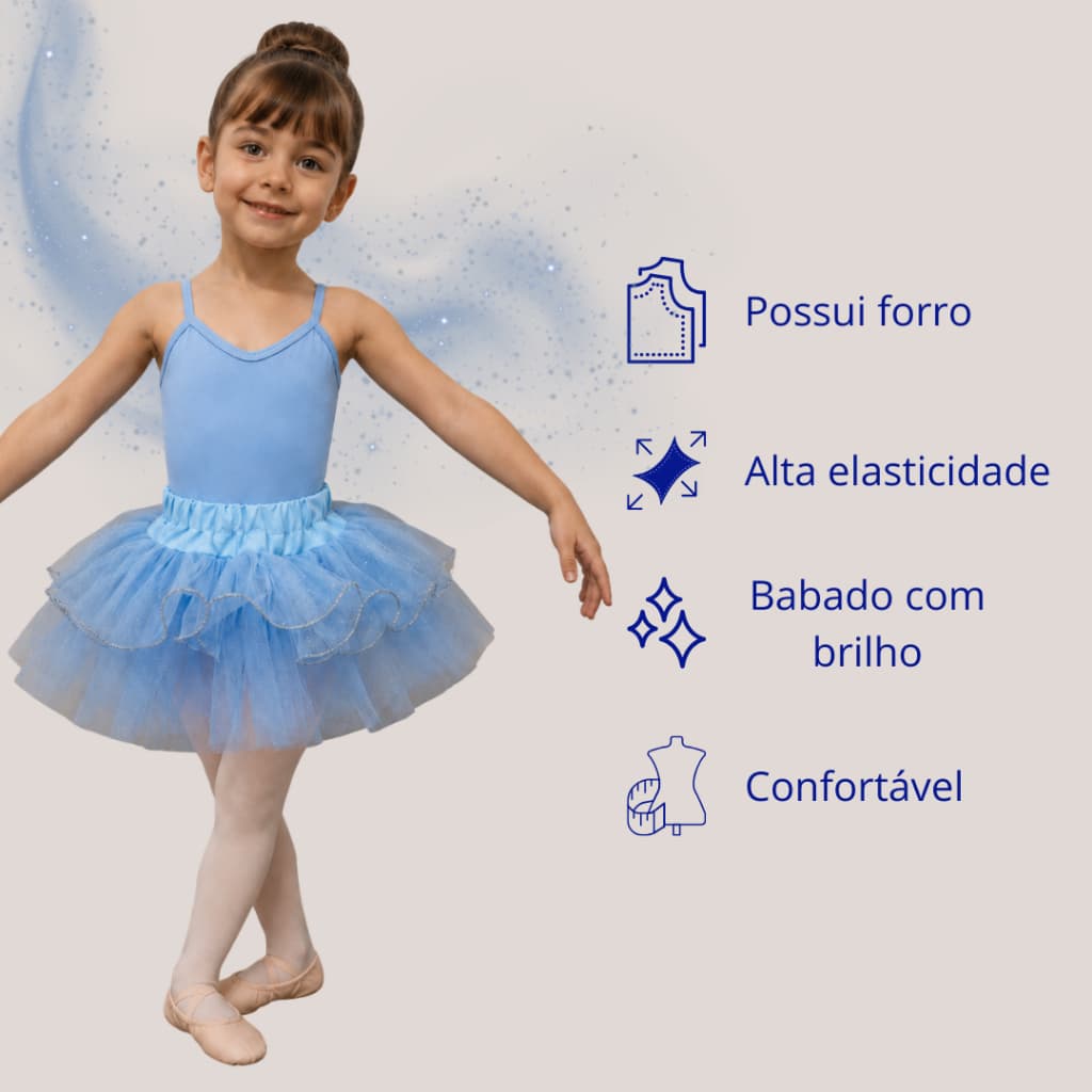 Conjunto Figurino Tutu Ballet Apresentação Espetáculo Sem Aplicação