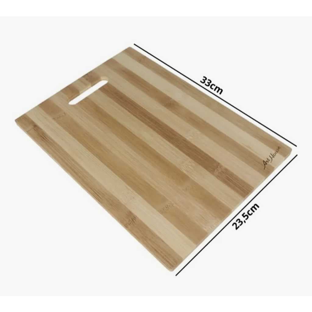 Tábua de Corte em Bambu Grande 33x23cm com Alça para Carne Churrasco Legumes Art House