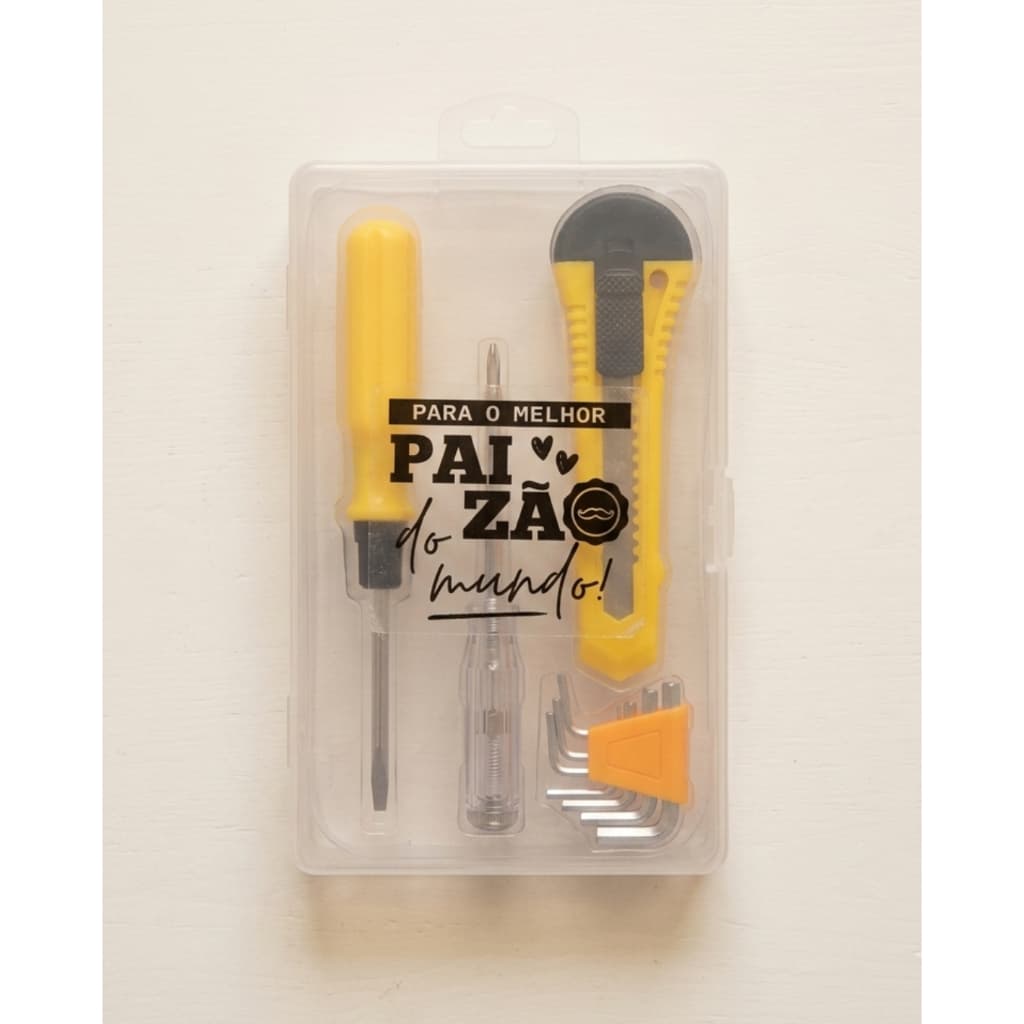 Kit Ferramentas Personalizado 4 Peças com Estojo Presente para Pai Avô Padrinho Marido e Tio