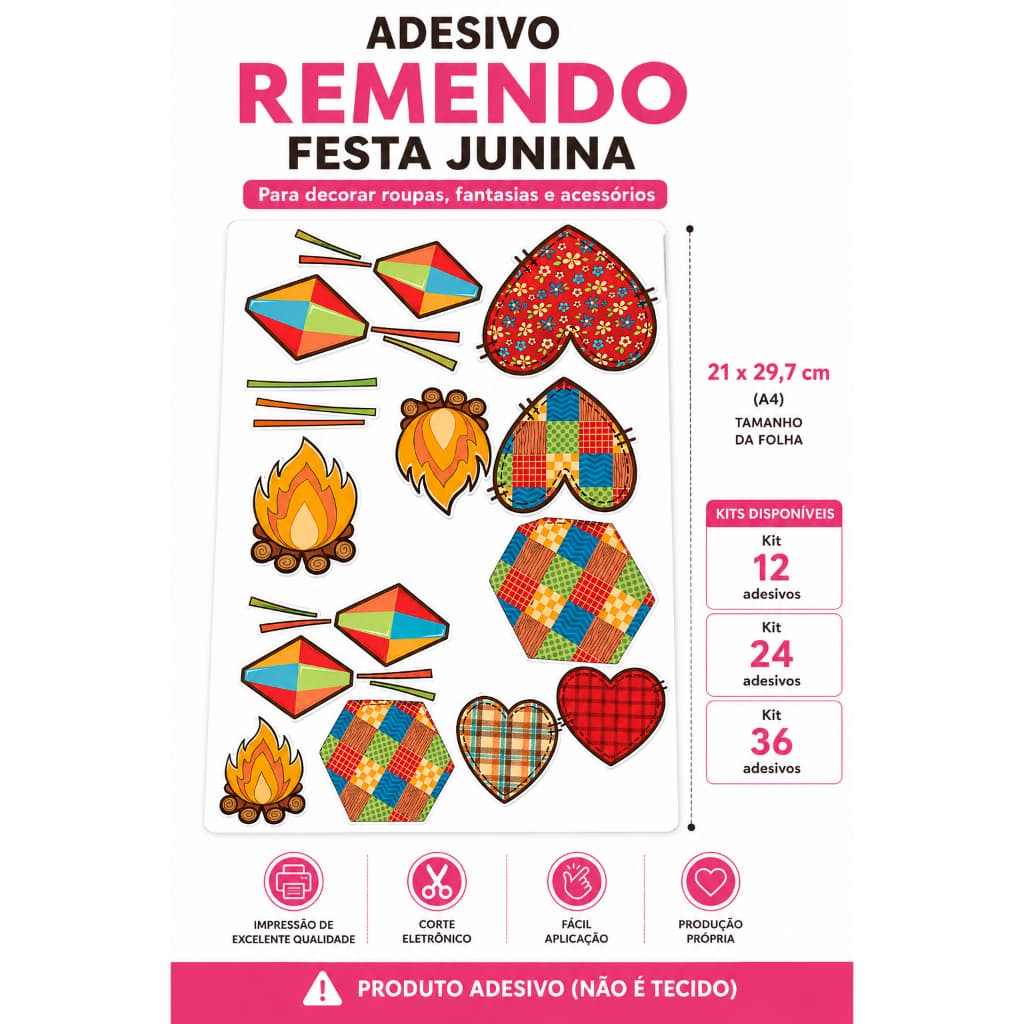 Adesivo Para Roupa Festa Junina Retalho Remendo  festa junina  Violão Fogueira